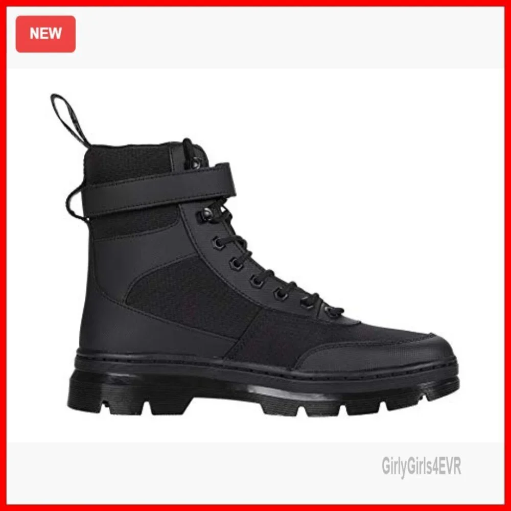 Unisex Lace-Up Combat Boots, Leather and Synthetic, Ankle Height